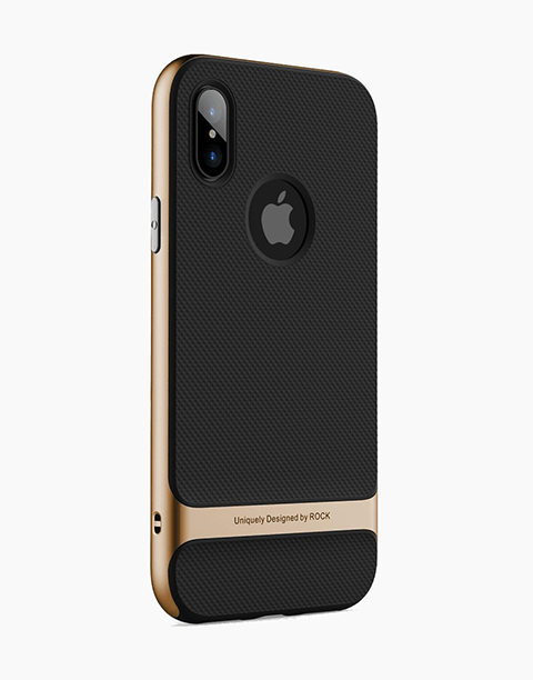Royce Series By Rock Dual Layer Thin & Slim Shockproof Case for iPhone X - Black/Gold