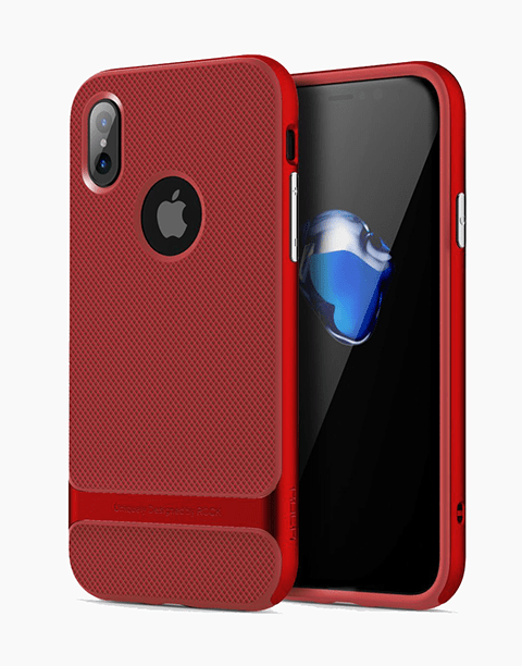 Royce Series By Rock Dual Layer Thin &amp; Slim Shockproof Case for iPhone X - Red