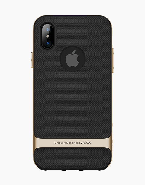 Royce Series By Rock Dual Layer Thin & Slim Shockproof Case for iPhone X - Black/Gold