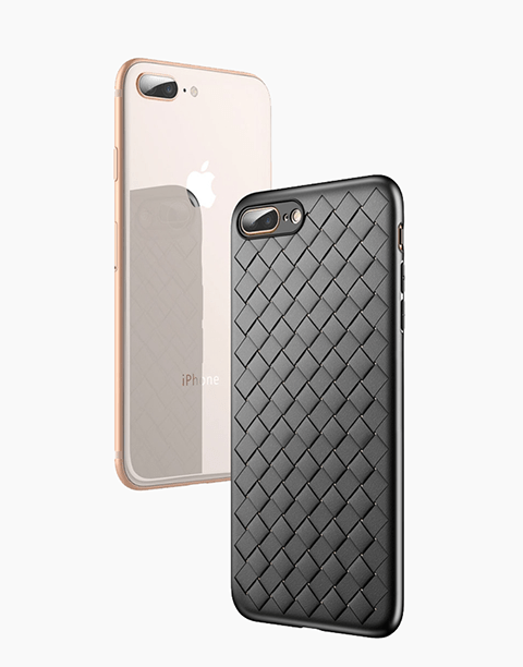 Ultrathin Weave Series Case By Rock with Flexible & Soft TPU Material Anti Scratch & Fingerprint iPhone 8P | 7P - Black
