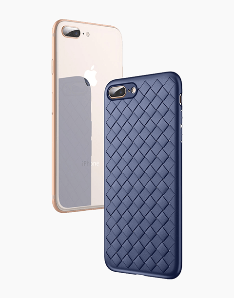 Ultrathin Weave Series Case By Rock with Flexible & Soft TPU Material Anti Scratch & Fingerprint iPhone 8P | 7P - Blue