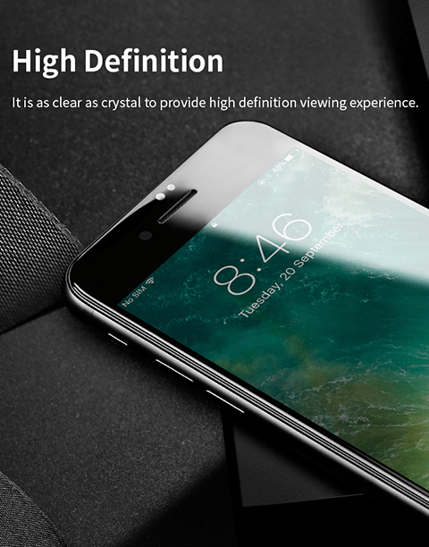 Rock 3D Curved Tempered Glass Screen Protector For iPhone 8 Plus / 7 Plus - Black