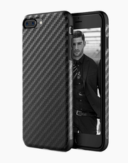 Origin Carbon Fiber By Rock With Bulit-in Magnetic Metal Plate for iPhone 7P | 8P - Black
