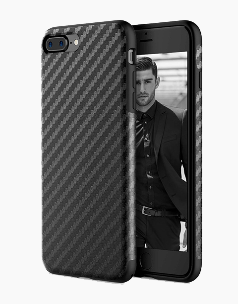 Origin Carbon Fiber By Rock With Bulit-in Magnetic Metal Plate for iPhone 7P | 8P - Black