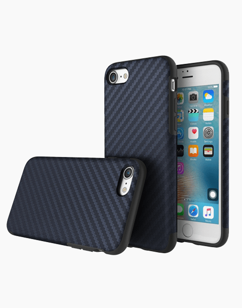 Origin Carbon Fiber By Rock With Bulit-in Magnetic Metal Plate for iPhone 7P | 8P - Navy