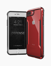 X-Doria Defense Shield anti-shock case in red for iPhone 8 Plus and 7 Plus, showcasing durable protection and stylish design.