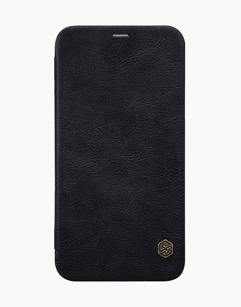 Nillkin Qin Series Slim Flip Leather Wallet Cover Built-in Credit Card Slots For iPhone X - Black