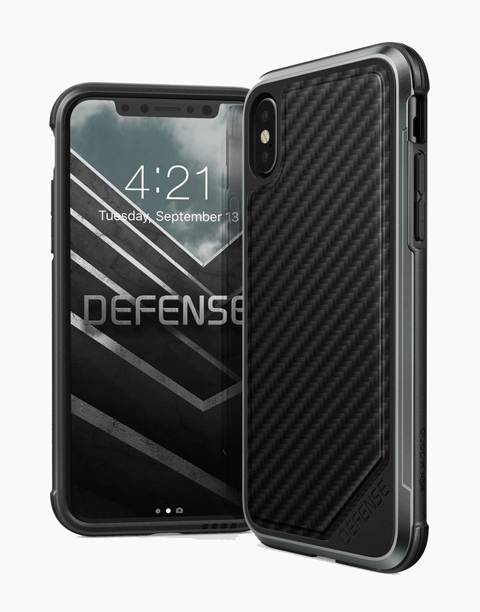 Defense Lux Carbon By X-Doria For iPhone Xs | X Anti Shocks Case Up To 3M Black