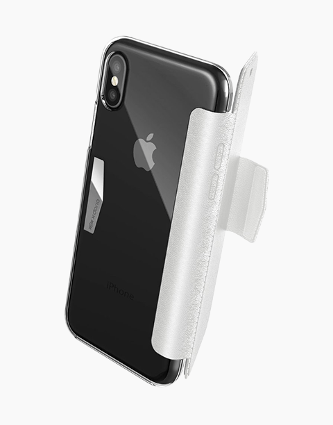 Engage Folio By Xdoria iPhone X Leather Wallet Case with a magnetic latch – White
