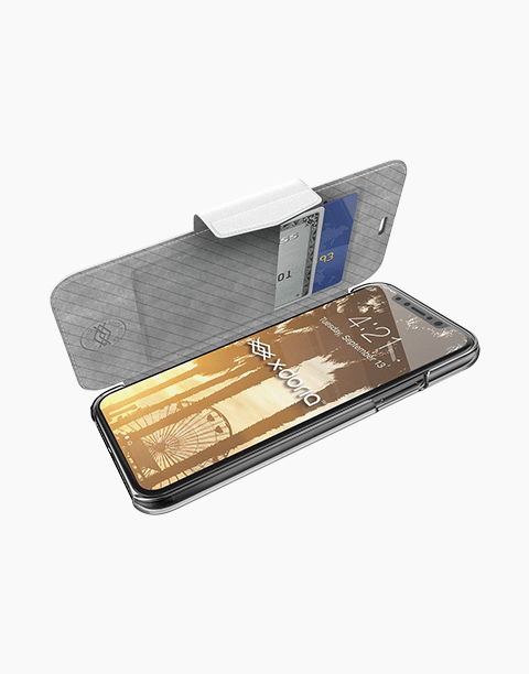 Engage Folio By Xdoria iPhone X Leather Wallet Case with a magnetic latch – White