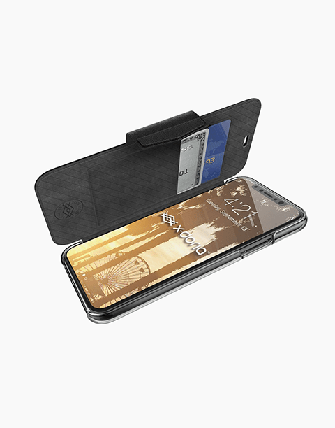 Engage Folio By Xdoria iPhone X Leather Wallet Case with a magnetic latch – Black