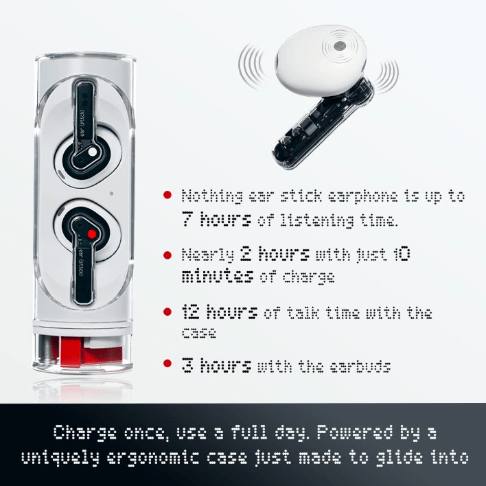 Nothing Ear (Stick) Wireless Earbuds- سماعة ب3 مايك - لون ابيض