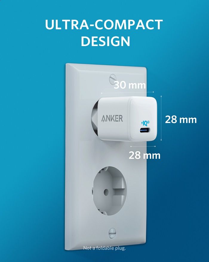 ANKER POWERPORT III  USB-C PIQ 3.0 CHARGER - 20W - WHITE