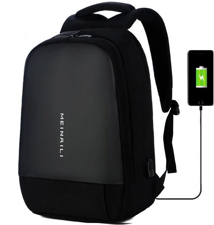 MEINAILI 1801 Laptop Backpack -15.6 Inch – USB Charging Port Black