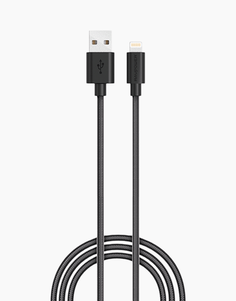 Ravpower Rp-CB012 كابل ايفون معتمدMFI مقاوم للقطع طول 120سم اسود