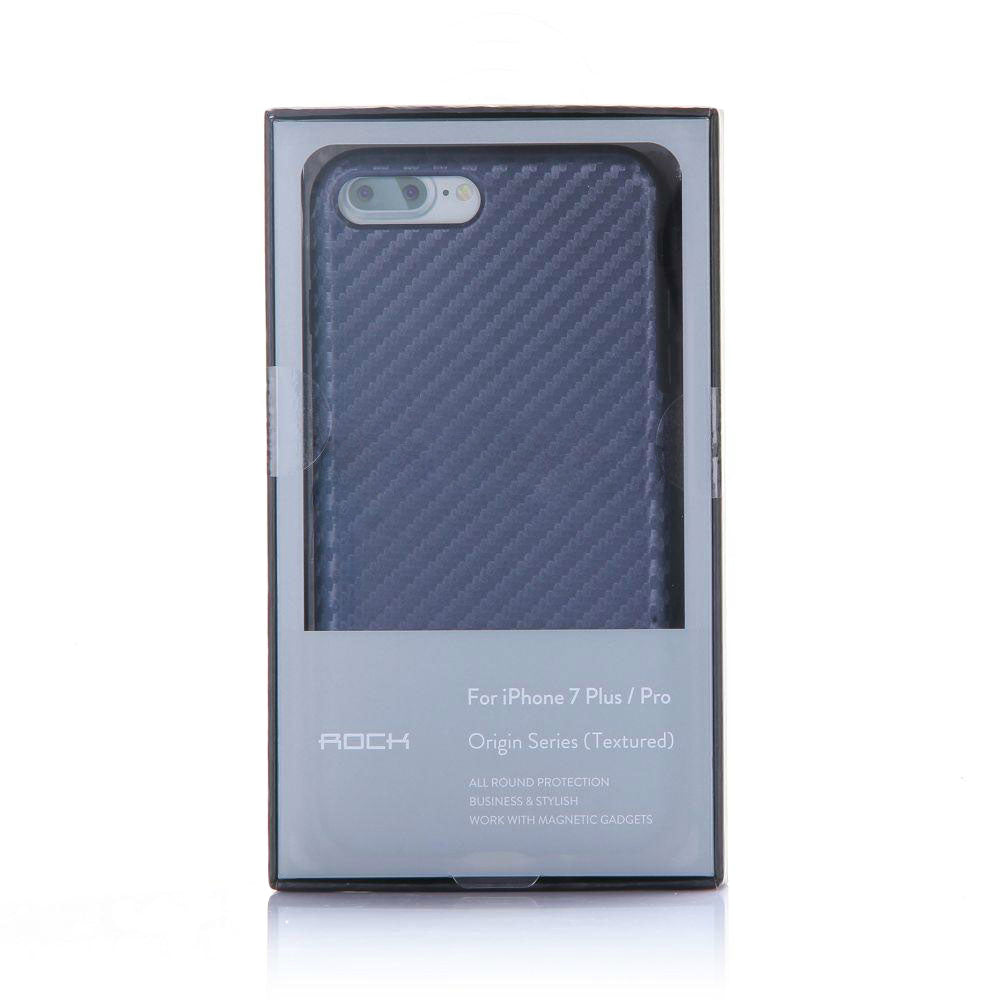 Origin Carbon Fiber By Rock With Bulit-in Magnetic Metal Plate for iPhone 7P | 8P - Navy