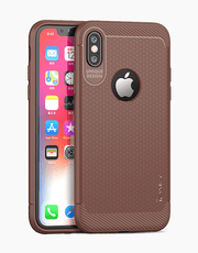 Brown iPaky Slim Anti-shock Case for iPhone X, showcasing its sleek design and durable protection features.