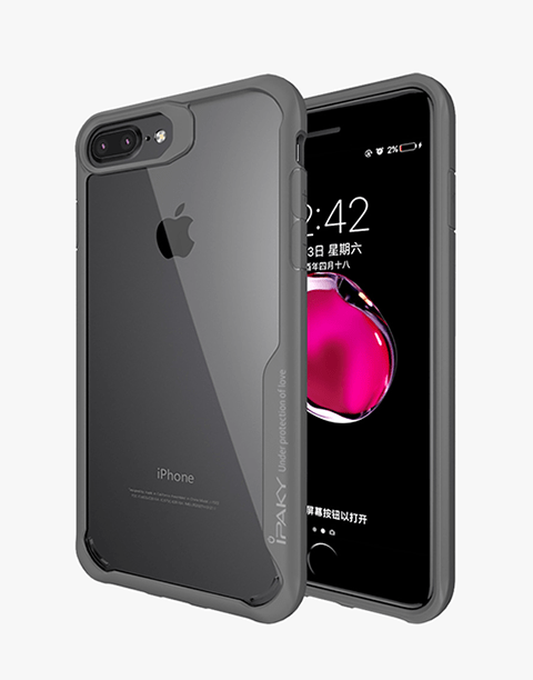 Bumper TPU By iPaky Transparent Protective Case For iPhone 6P | 7P | 8P – Gray