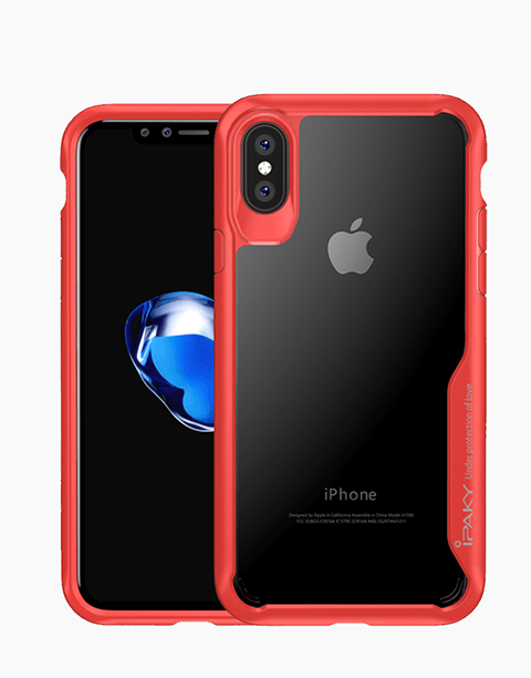 Bumper TPU By iPaky Transparent Protective Case For iPhone X – Red