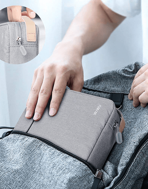 WiWU Traveling Storage Bag, Waterproof, Size 11inch Gray